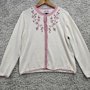 Anthony‎ Richards Cardigan Sweater Womens Medium Floral Embroidered Cottagecore